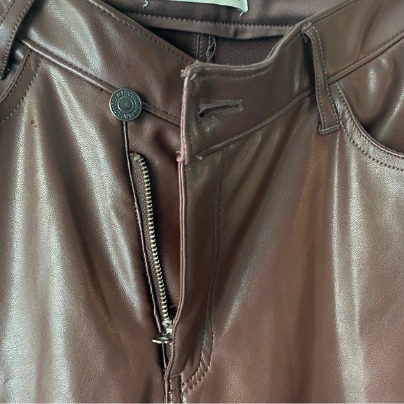 Abercrombie & Fitch Crisscross Waistband Brown Vegan Leather Straight Pants - 27 - Picture 8 of 12